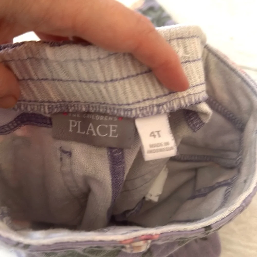 Children’s Place 4T Girls Purple Floral Print Pastel Pants Elastic Waist Pull On